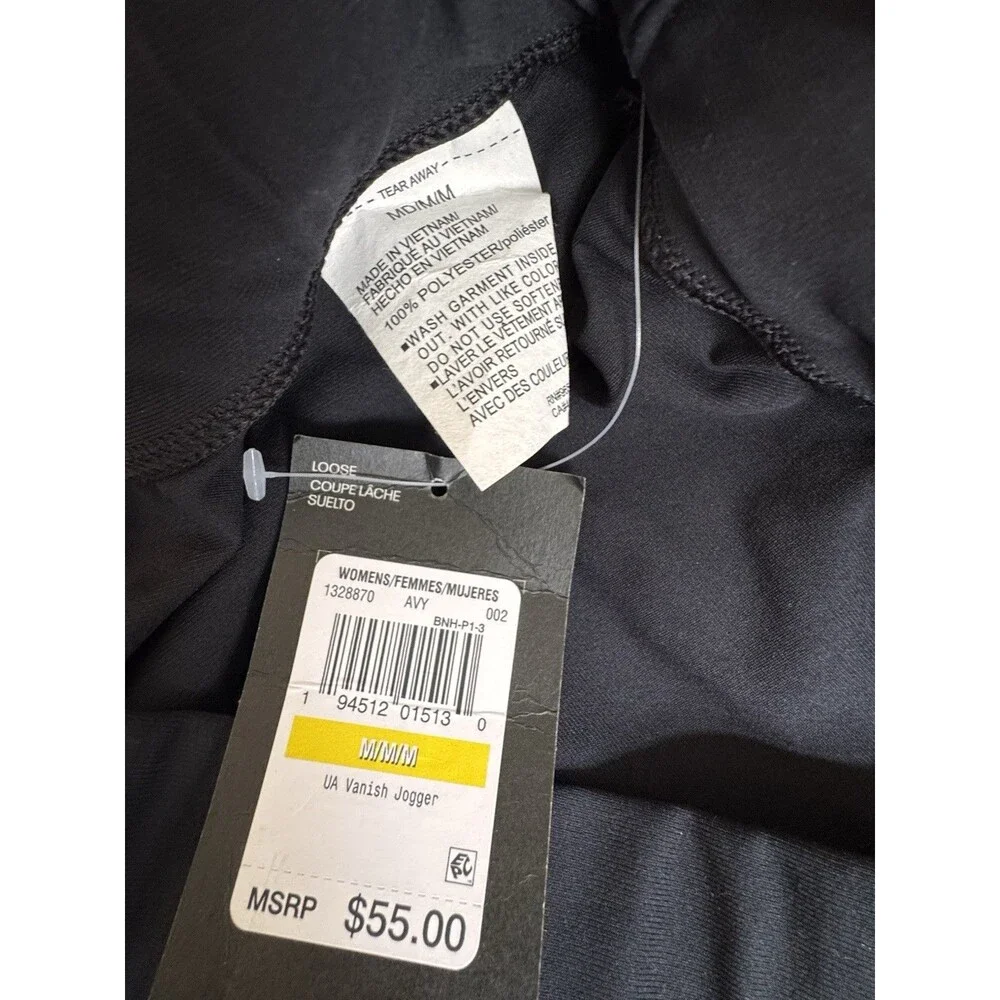 Under Amour Sportstyle Track Joggers Womens Size M Black Heatgear Loose Fit